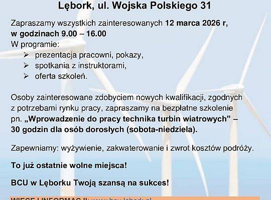 Dzień Otwarty w Branżowym Centrum Umiejętności w dziedzinie energetyki wiatrowej!
